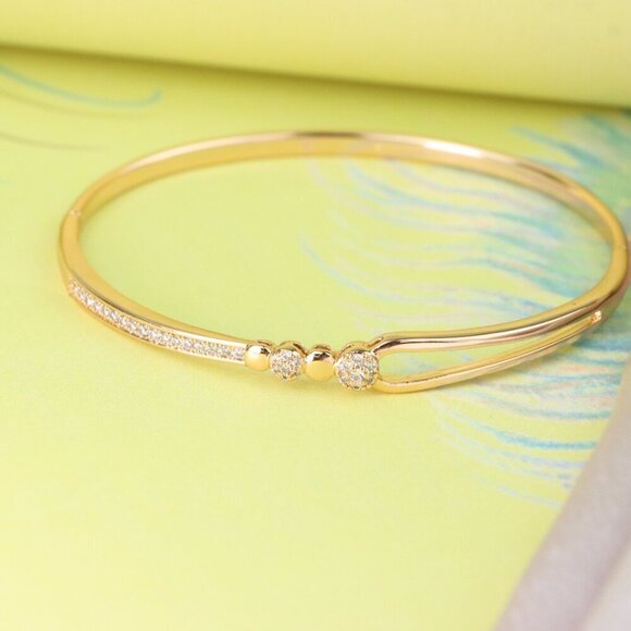 Radiant Rose Gold Bangle with Pave & Beaded Detailing, XPBL0416 - Picture 5 of 12